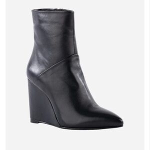 Seychelles Black Wedge Ankle Boots with Glossy Finish